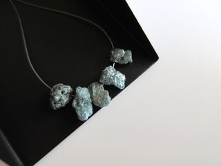 5 Pieces Blue Rough Diamond Briolettes, Natural Diamond Briolette, Side Drilled, Raw Diamonds, Approx 8mm To 6mm Each, SKU-DD242