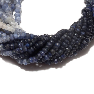 3mm To 4mm Blue Sapphire Sapphire Faceted Rondelle Beads, Faceted Blue Sapphire Beads 16 Inch Strand, SKU-B95