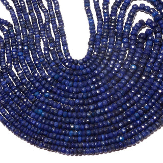 8 Strands Multi Layer Sapphire Necklace, Blue Sapphire Faceted Rondelle Beads Necklace, 3.5mm To 5mm Beads, 16-22 Inch Strand, SKU-B123