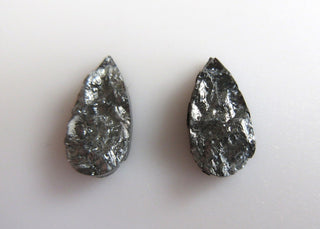 2 Pieces 12x6mm Matched Pairs Black Raw Diamond Personalised Jewelry, Natural Laser Cut Rough Diamond Loose,  SKU-DD248