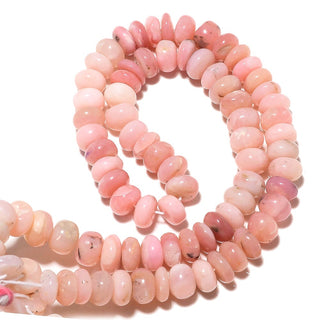 Peruvian Pink Opal Beads, Pink Opal Rondelle Beads, Opal Rondelles, 9mm Each, 16 Inch Strand, SKU-B25