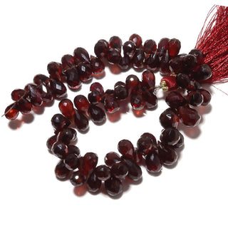 AAA Garnet Briolette Beads, Micro Faceted Tear Drop Beads, Mozambique Garnet, 6x9mm To 5x8mm Each Approx, SKU-L238