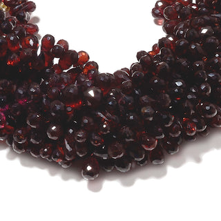 AAA Garnet Briolette Beads, Micro Faceted Tear Drop Beads, Mozambique Garnet, 6x9mm To 5x8mm Each Approx, SKU-L238