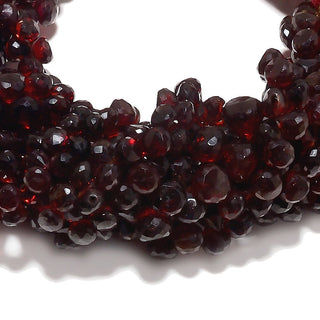 Tiny 5mm Garnet Briolette Beads, Micro Faceted Garnet, AAA Mozambique Garnet, 8 Inch Strand, Sku-L241