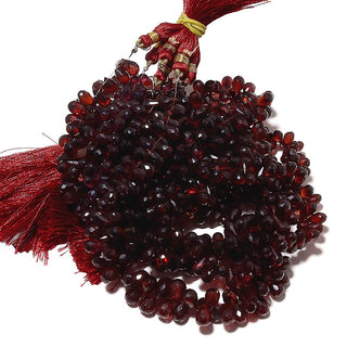 AAA Garnet Briolette Beads, Micro Faceted Tear Drop Beads, Mozambique Garnet, 6x9mm To 5x8mm Each Approx, SKU-L238