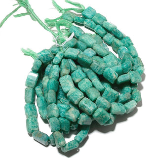 Amazonite Tumble, Faceted Amazonite Beads, Natural Gemstone Beads, 13mm To 15mm Beads, 10 Inch Strand, SKU-L253
