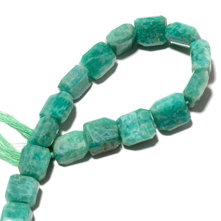 Amazonite Tumbles, Faceted Amazonite Beads, Natural Gemstone Beads, 17mm To 20mm Beads, 10 Inch Strand, SKU-L253