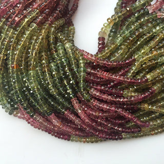Faceted Tourmaline Beads, Green Tourmaline, Pink Tourmaline, Natural Tourmaline, 4mm, 17 Inch Strand, SKU- TR2