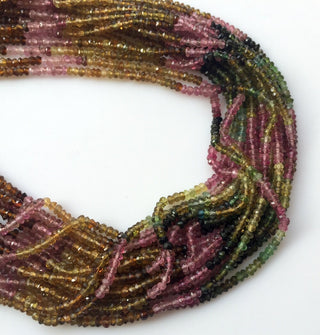 3mm Faceted Tourmaline Beads, Green/Pink/Black Tourmaline Beads, 13.5 Inch Strand, Sold As 1 Strand/5 Strands, SKU- TR3