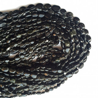 Black Tourmaline Smooth Oval Beads, 6mm Wholesale Natural Tourmaline Beads, 13.5 Inch Strand, Sold As 1 Strand/5 Strand, SKU- TR7