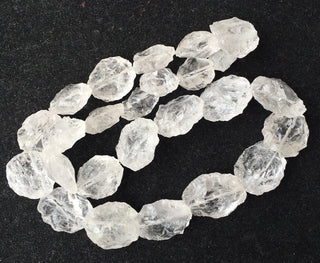 Rough Quartz Crystal Coin Beads, Raw Crystal beads, Hammered Gemstone Beads, 15-24mm Approx, 16 Inch Strand, SKU-RG4