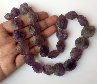 Raw Amethyst Coin Beads, Natural Amethyst Beads, Hammered Gemstone Beads, 15-22mm Approx, 16 Inch Strand, SKU-RG9