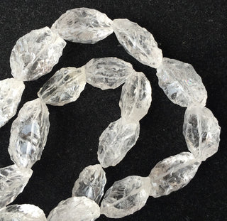 Rough Quartz Crystal Beads, Natural Marquise Shaped beads, Hammered Gemstone Beads, 20-24mm Approx, 16 Inch Strand, SKU-RG3