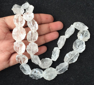 Rough Quartz Crystal Coin Beads, Raw Crystal beads, Hammered Gemstone Beads, 15-24mm Approx, 16 Inch Strand, SKU-RG4