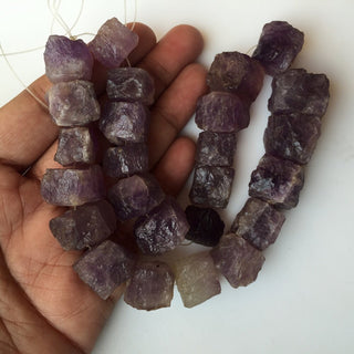 Raw Amethyst Box Beads, Natural Amethyst Beads, Hammered Gemstone Beads, 10-15mm Approx, 12 Inch Strand, SKU-RG8