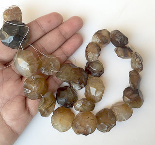 Raw Smoky Quartz Beads, Natural Hammered Rough Gemstone Beads, 18-22mm Approx, 14 Inch Strand, SKU-Rg25