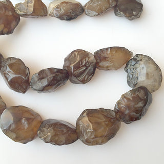 Raw Smoky Quartz Natural Hammered Rough Gemstone Beads 18-22mm Approx. 20 Inch Strand, SKU-Rg27