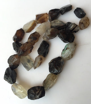 Raw Banded Agate Marquise Beads, Natural Hammered Rough Agate Gemstone Beads, 16-25mm Approx, 20 Inch Strand, SKU-Rg34