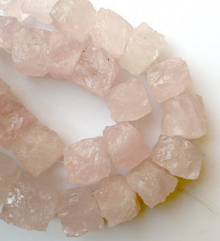 Raw Raw Rose Quartz Beads, Natural Hammered Rough Rose Quartz Gemstone Beads, 10-16mm Approx, 10 Inch Strand, SKU-Rg36