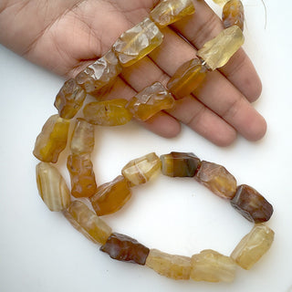 Yellow Onyx Beads, Natural Hammered Rough Onyx Gemstone Beads, 15-20mm Approx, 18 Inch Strand, SKU-Rg13
