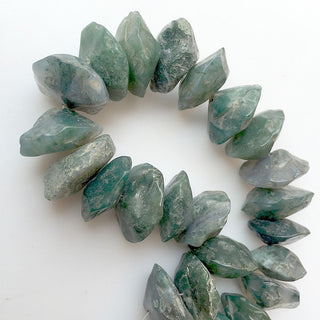 Rough Moss Agate Beads, Natural Hammered Rough Agate Gemstone Beads, 18-20mm Approx, 8 Inch Strand, SKU-Rg16