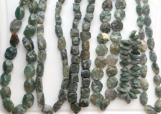 Rough Moss Agate Beads, Natural Hammered Rough Agate Gemstone Beads, 18-20mm Approx, 8 Inch Strand, SKU-Rg16