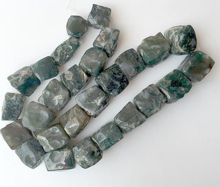 Rough Natural Hammered Moss Agate Box Gemstone Beads  12-16mm Approx. 16 Inch Strand, SKU-Rg19