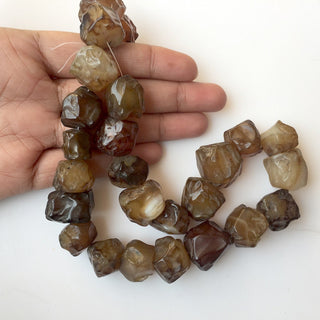 Raw Smoky Quartz Bead, Natural Hammered Rough Gemstone Beads, 14-18mm Approx, 14 Inch Strand, SKU-Rg26