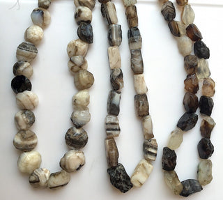 Raw Banded Agate Marquise Beads, Natural Hammered Rough Agate Gemstone Beads, 16-25mm Approx, 20 Inch Strand, SKU-Rg34