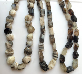 Raw Banded Agate Beads, Natural Hammered Rough Agate Gemstone Beads, 20-28mm Approx, 18 Inch Strand, SKU-Rg33