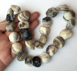Raw Banded Agate Coin Beads, Natural Hammered Rough Agate Gemstone Beads, 16-25mm Approx, 16 Inch Strand, SKU-Rg35