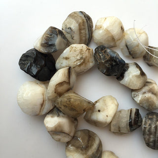 Raw Banded Agate Coin Beads, Natural Hammered Rough Agate Gemstone Beads, 16-25mm Approx, 16 Inch Strand, SKU-Rg35