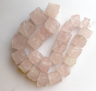 Raw Raw Rose Quartz Beads, Natural Hammered Rough Rose Quartz Gemstone Beads, 10-16mm Approx, 10 Inch Strand, SKU-Rg36