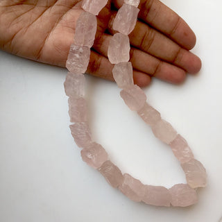 Raw Raw Rose Quartz, Natural Hammered Rough Rose Quartz Gemstone Beads, 15-20mm Approx, 16 Inch Strand, SKU-Rg37