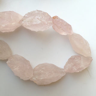 Raw Rose Quartz Marquise Beads, Natural Hammered Rough Rose Quartz Gemstone Beads, 20-24mm Approx, 20 Inch Strand, SKU-Rg39