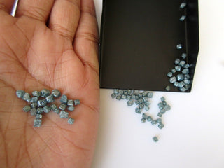 5 Pcs Blue Diamond Box Beads, Loose Rough Diamond, Uncut Diamond, Raw Blue Diamond Cubes, Undrilled Box Beads, 3mm Each Approx, SKU-DD1405