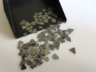 Black Color Raw Rough Free Form Triangular Shaped Flat Diamond Slices, 8mm To 4mm Each Natural Raw Diamond SKU-SL55