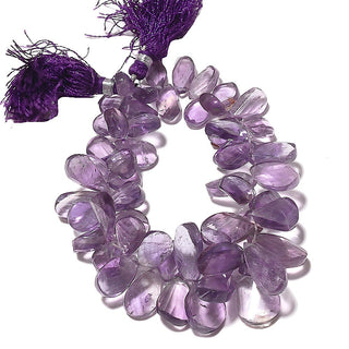 Huge Pink Amethyst Faceted Pear Briolettes, Twisted Pear Beads - 9mm To 15mm Pink Amethyst Briolettes - 26 Pieces 4 Inch, RGS7