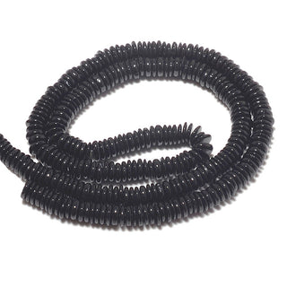 Black Onyx Heishi Beads, Plain Tyre Beads, 6mm Black Onyx Beads, Natural Gemstone, 16 Inch Strand, SKU-MS77