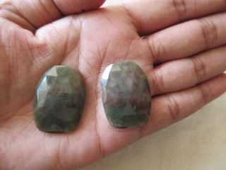 2 Pieces 30x22mm Each Unakite Rose Cut Matched Pairs Faceted Loose Cabochons RCN2