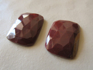 2 Pieces Matched Pairs 28x20mm Each Red Jasper Rose Cut Faceted Loose Cabochons RCN4