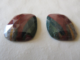 2 Pieces 32x27mm Each Beautiful Red Jasper Matched Pairs Faceted Rose Cut Loose Cabochons RCN6