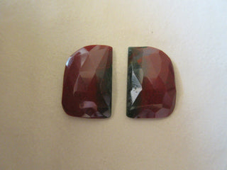 2 Pieces 24x16mm Each Jasper Matched Pairs Faceted Red Color Rose Cut Loose Cabochons RCN5
