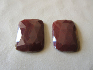 2 Pieces Matched Pairs 28x20mm Each Red Jasper Rose Cut Faceted Loose Cabochons RCN4