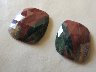 2 Pieces 32x27mm Each Beautiful Red Jasper Matched Pairs Faceted Rose Cut Loose Cabochons RCN6
