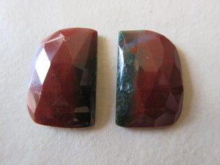 2 Pieces 24x16mm Each Jasper Matched Pairs Faceted Red Color Rose Cut Loose Cabochons RCN5