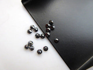 6  Pieces 3mm Black Rose Cut Diamond Cabochon, Loose Black Faceted Diamond Rose Cut, Rose Cut Diamond Ring