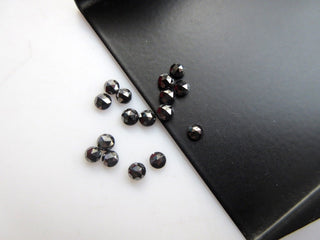 6  Pieces 3mm Black Rose Cut Diamond Cabochon, Loose Black Faceted Diamond Rose Cut, Rose Cut Diamond Ring