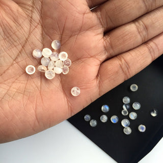 30 Pieces 5mm Each Rainbow Moonstone Round Shaped Smooth Flat Back Loose Cabochons SKU-MS16