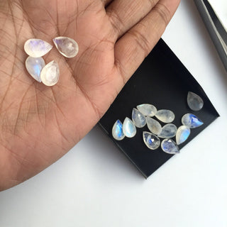 10 Pieces 11x8mm Rainbow Moonstone Pear Shaped Faceted Loose Gemstones SKU-MS19